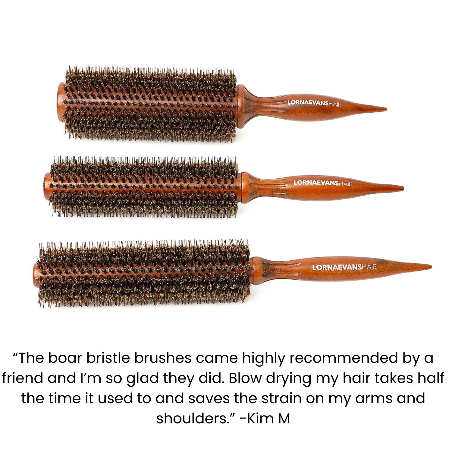 Boar Bristle Brush - Timesaver Brushes - Full Set ( 1 xSmall 1 x Medium 1 x Large )