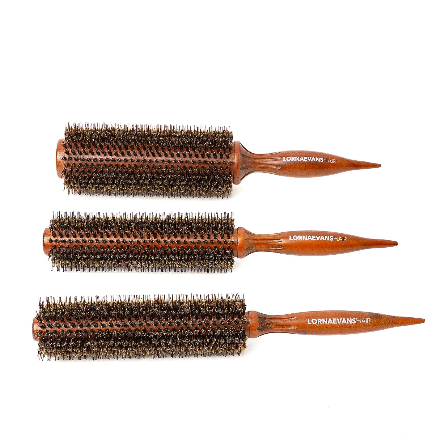 Boar Bristle Brush - Timesaver Brushes - Full Set ( 1 xSmall 1 x Medium 1 x Large )