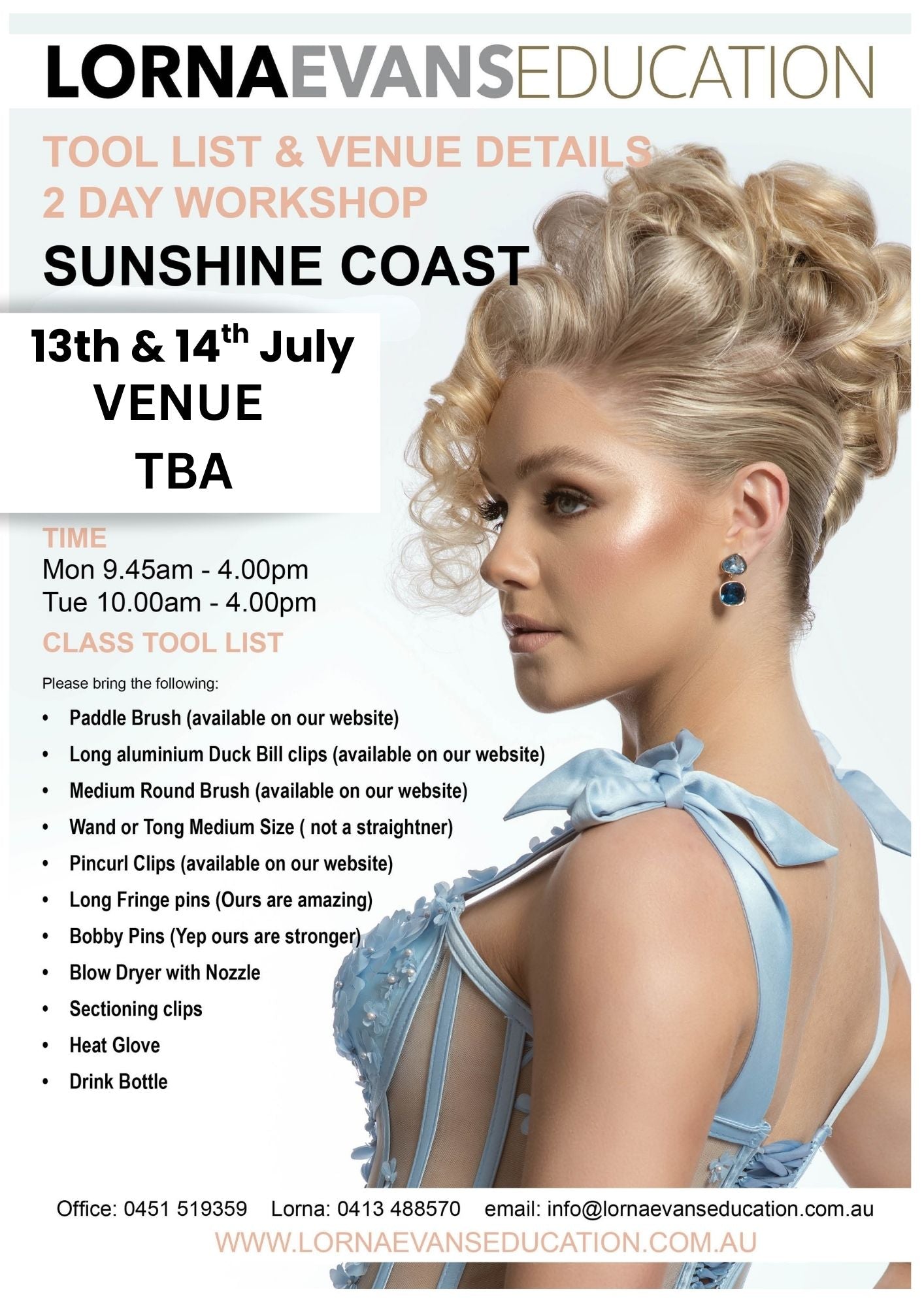 Sunshine Coast- Mooloolaba - 2 Day Long Hair & Bridal Workshop June 29th & 30th 2026