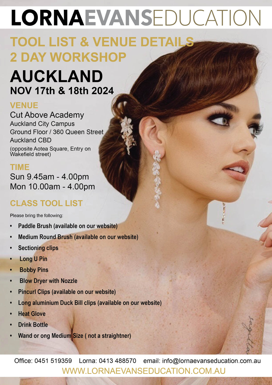 Auckland - NZ - 2 Day Long Hair &amp; Bridal Workshop Nov 17th &amp; 18th 2024