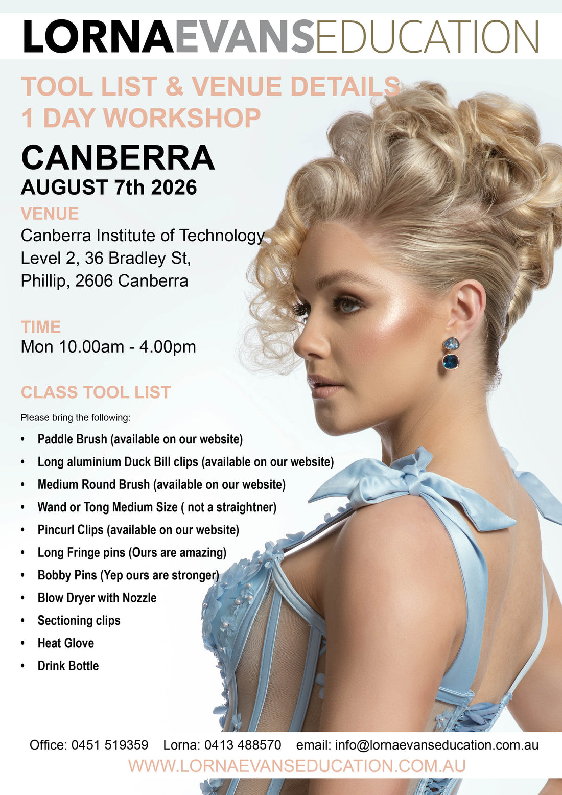 Canberra - 1 Day Long Hair &amp; Bridal Workshop August 7th 2026