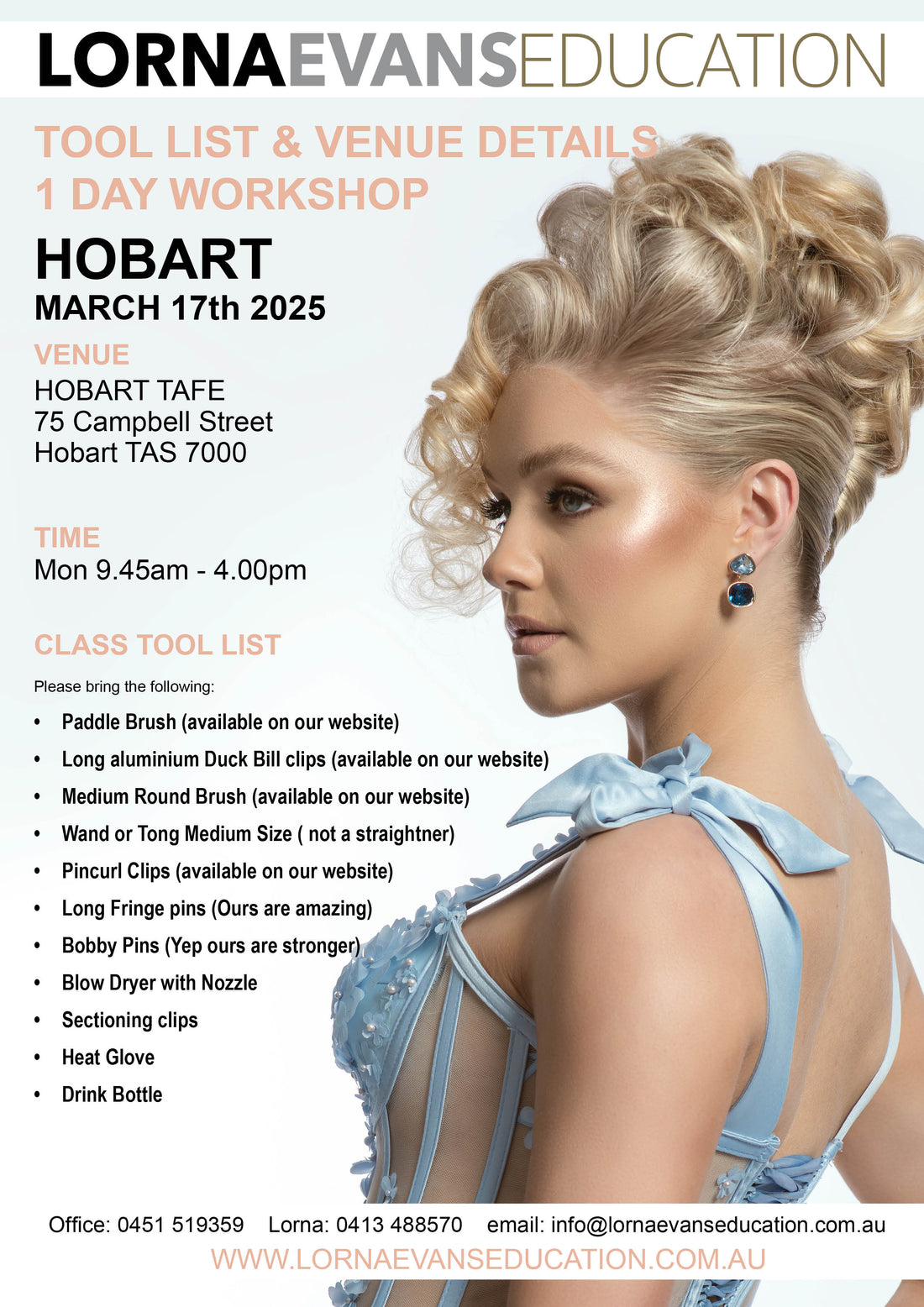 Hobart - 1 Day Long Hair &amp; Bridal Workshop March 17th 2025