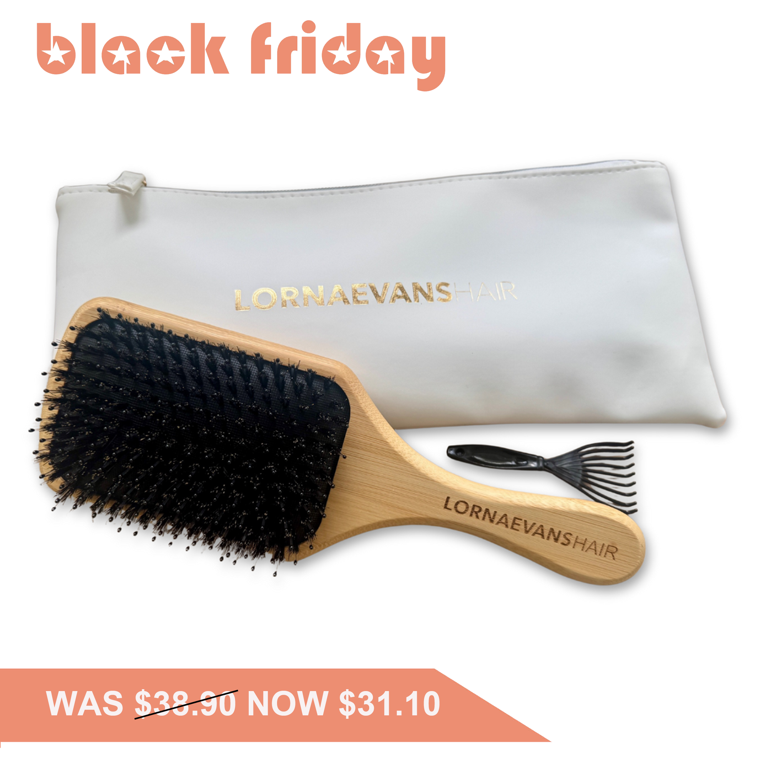 Paddle Brush - Bamboo, Boar Bristle &amp; Nylon