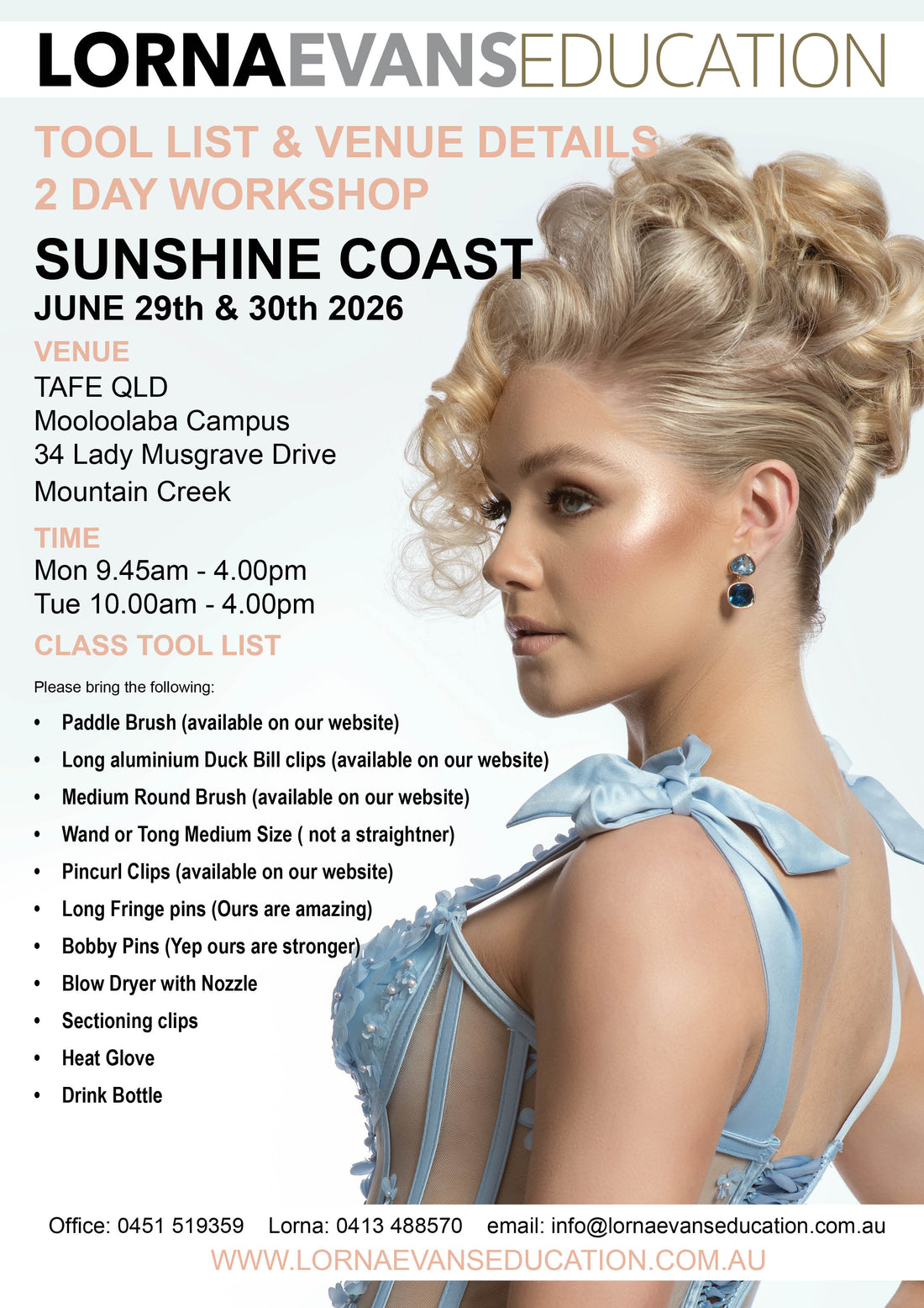 Sunshine Coast- Mooloolaba - 2 Day Long Hair &amp; Bridal Workshop June 29th &amp; 30th 2026